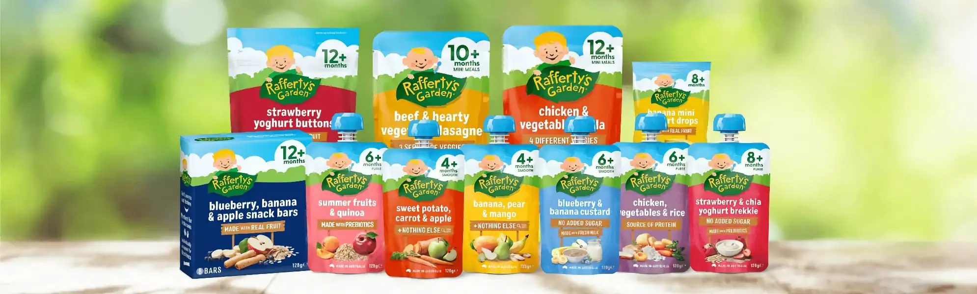 Our Range mobile banner rafferty's garden baby food range