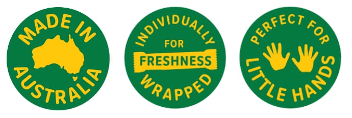 Made in Australia - Individually for Freshness Wrapped - Perfect For Little Hands
