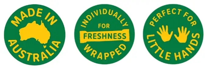 Made in Australia - Individually for Freshness Wrapped - Perfect For Little Hands